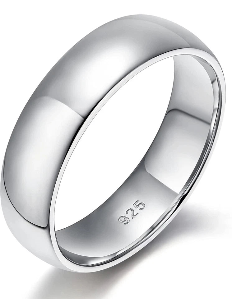Solid .925 Sterling Silver Wedding Band Ring for Men & Women – Classic Polished Band, Multiple Sizes