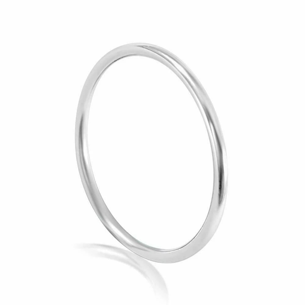 Solid 925 Sterling Silver 1mm Thin Stacking Ring – Polished Midi Band for Women & Men, Sizes 1–14