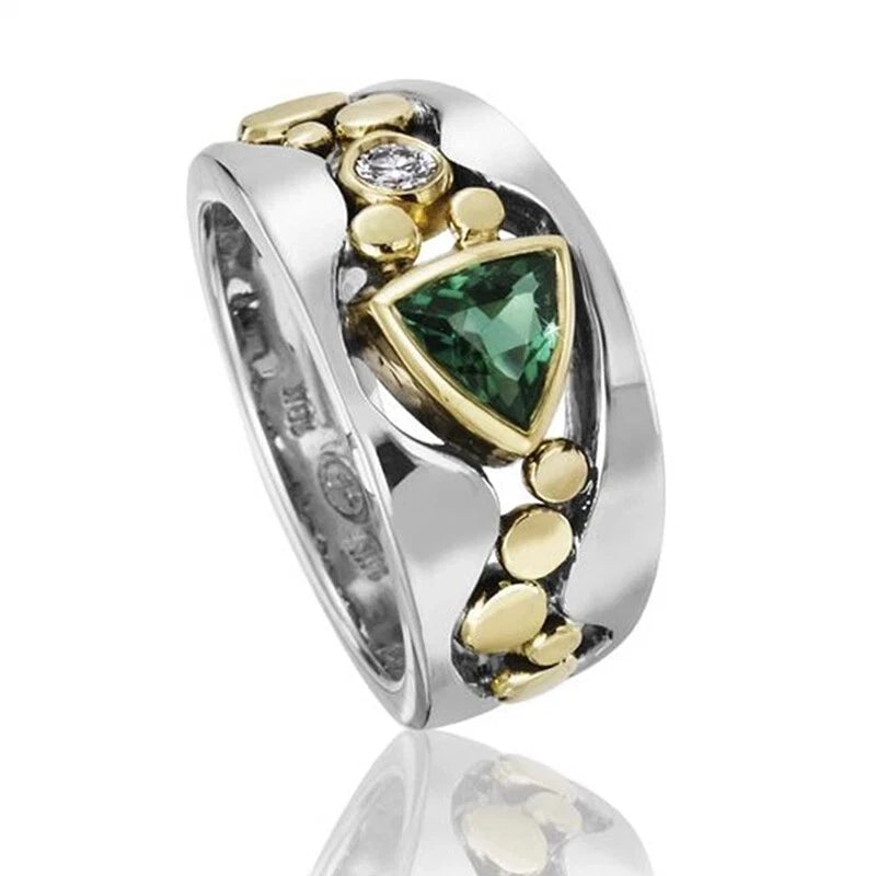 Elegant Two-Tone 925 Silver Filled Cubic Zirconia Ring for Women – CZ Wedding Promise Band, Sizes 6–10