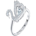 Swarovski Dancing Swan Women's Ring 5520712 – Rhodium Plated Crystal Ring Size 6.75
